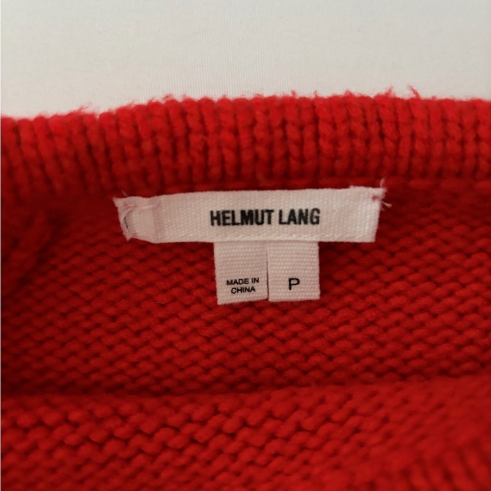 Helmut Lang Sweater Red Chunky Wool Opacity Intarsia Sweater size Small - Picture 11 of 13